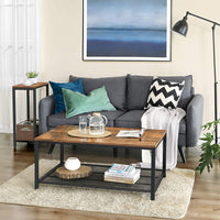 Rustic Brown Side Table with Mesh Shelf living room Kings Warehouse 