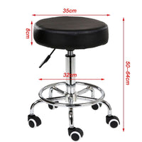 Salon Chair Bar Swivel Stool Office Roller Wheels Portable Height Adjust Leather BS8401 Kings Warehouse 