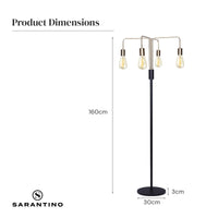 Sarantino Modern Exposed Bulb 4-Arm Industrial Light Floor Lamp Kings Warehouse 