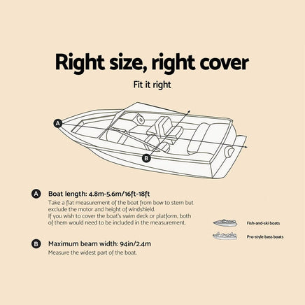 Seamanship 16-18.5ft Boat Cover Trailerable Marine Grade 600D Summer Sale Kings Warehouse 