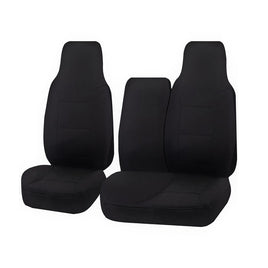 Seat Covers for TOYOTA HI ACE TRH-KDH SERIES 03/2005 - 2015 LWB UTILITY VAN FRONT HIGH BUCKET + _ BENCH WITH FOLD DOWN ARMREST/TRAY BLACK CHALLENGER Kings Warehouse 