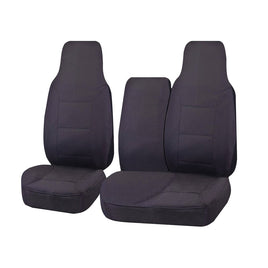 Seat Covers for TOYOTA HI ACE TRH-KDH SERIES 03/2005 - 2015 LWB UTILITY VAN FRONT HIGH BUCKET + _ BENCH WITH FOLD DOWN ARMREST/TRAY CHARCOAL CHALLENGER Kings Warehouse 