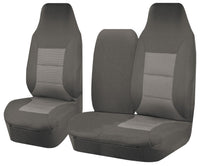 Seat Covers for TOYOTA HI ACE TRH-KDH SERIES 03/2005 - 2015 LWB UTILITY VAN FRONT HIGH BUCKET + _ BENCH WITH FOLD DOWN ARMREST/TRAY GREY PREMIUM