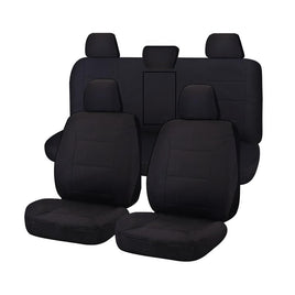 Seat Covers for TOYOTA HILUX 08/2015 - ON DUAL CAB UTILITY FR 40/60 SPLIT BASE WITH A/REST BLACK ALL TERRAIN Kings Warehouse 