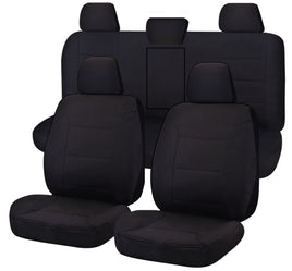 Seat Covers for TOYOTA HILUX 08/2015 - ON DUAL CAB UTILITY FR 40/60 SPLIT BASE WITH A/REST BLACK CHALLENGER Kings Warehouse