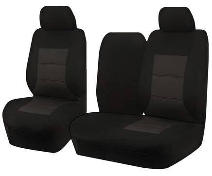 Seat Covers for TOYOTA LANDCRUISER 100 SERIES 1998 - 2015 STANDARD HZJ-FZJ105R FRONT BUCKET + _ BENCH WITH FOLD DOWN ARMREST/CUP HOLDER BLACK PREMIUM Kings Warehouse 