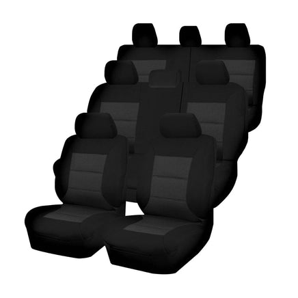 Seat Covers for TOYOTA LANDCRUISER 200 SERIES GXL - 60TH ANNIVERSARY VDJ200R-UZJ200R-URJ202R 11/2007 - 06/2021 4X4 SUV/WAGON 8 SEATERS FMR BLACK PREMIUM Kings Warehouse 