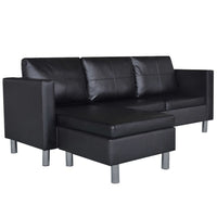 Sectional Sofa 3-Seater Artificial Leather Black Kings Warehouse 