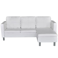 Sectional Sofa 3-Seater Artificial Leather White Kings Warehouse 