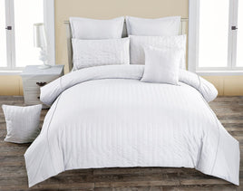 Seersucker Queen Size White Duvet Doona Quilt Cover Set Kings Warehouse 