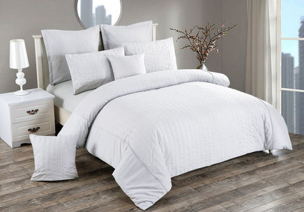 Seersucker Super King Size White Duvet Doona Quilt Cover Set Kings Warehouse 