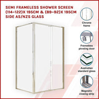 Semi Frameless Shower Screen (114~122)x 195cm & (89~92)x 195cm Side AS/NZS Glass Kings Warehouse 