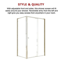 Semi Frameless Shower Screen (114~122)x 195cm & (98~101)x195cm Side AS/NZS Glass Kings Warehouse 