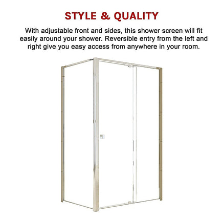 Semi Frameless Shower Screen (114~122)x 195cm & (98~101)x195cm Side AS/NZS Glass Kings Warehouse 
