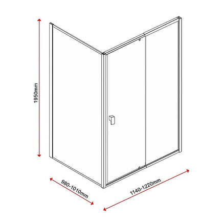 Semi Frameless Shower Screen (114~122)x 195cm & (98~101)x195cm Side AS/NZS Glass Kings Warehouse 