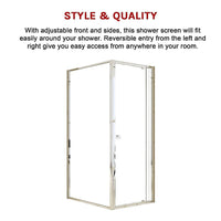 Semi Frameless Shower Screen (74~82)x 195cm & (98~101)x 195cm Side AS/NZS Glass Kings Warehouse 