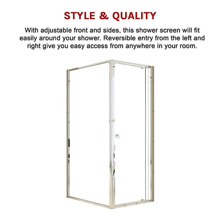 Semi Frameless Shower Screen (74~82)x 195cm & (98~101)x 195cm Side AS/NZS Glass Kings Warehouse 