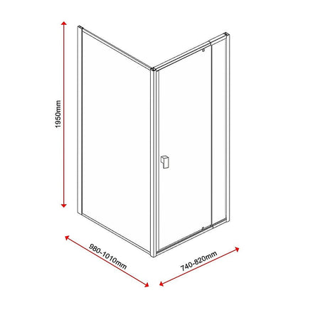 Semi Frameless Shower Screen (74~82)x 195cm & (98~101)x 195cm Side AS/NZS Glass Kings Warehouse 
