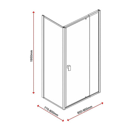 Semi Frameless Shower Screen (98~106)x 195cm & (77~80)x 195cm Side AS/NZS Glass Kings Warehouse 