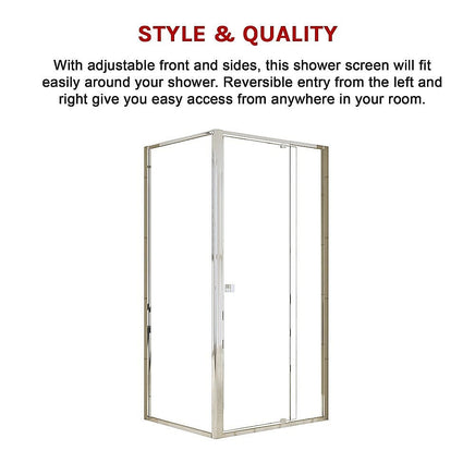 Semi Frameless Shower Screen (98~106)x 195cm & (77~80)x 195cm Side AS/NZS Glass Kings Warehouse 