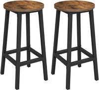 Set of 2 Bar Stools with Sturdy Steel Frame Rustic Brown and Black 65 cm Height Bar Stools Kings Warehouse 