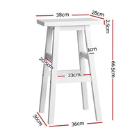 Set of 2 Beech Wood Bar Stools - White Kings Warehouse 