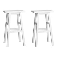 Set of 2 Beech Wood Bar Stools - White Kings Warehouse 