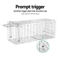 Set of 2 Humane Animal Trap Cage 66 x 23 x 25cm - Silver Kings Warehouse 