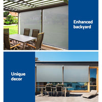 Set of 2 Instahut Outdoor Blinds Roll Down Awning Straight Drop Patio 3.0X2.5M Shading Kings Warehouse 