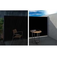 Set of 2 Instahut Side Awning Sun Shade Outdoor Blinds Retractable Screen 2X3M BK Shading Kings Warehouse 