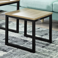 Set of 2 Modern Coffee Tables with Wood top panel and Steel framework living room Kings Warehouse 