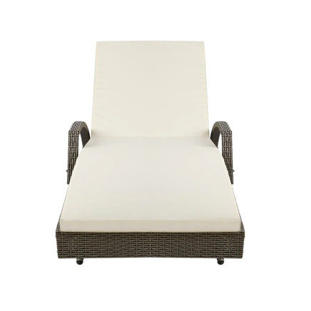 Set of 2 Outdoor Sun Lounge Chair with Cushion- Grey KingsWarehouse 
