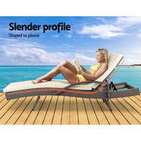 Set of 2 Outdoor Sun Lounge Chair with Cushion- Grey KingsWarehouse 