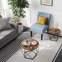 Set of 2 Side Tables Robust Steel Frame Rustic Brown and Black living room Kings Warehouse 
