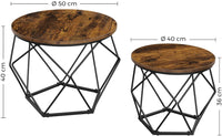 Set of 2 Side Tables Robust Steel Frame Rustic Brown and Black living room Kings Warehouse 