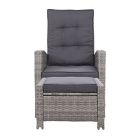 Set of 2 Sun lounge Recliner Chair Wicker Lounger Sofa Day Bed Outdoor Chairs Patio Furniture Garden Cushion Ottoman Gardeon Outdoor Kings Warehouse 