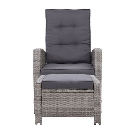 Set of 2 Sun lounge Recliner Chair Wicker Lounger Sofa Day Bed Outdoor Chairs Patio Furniture Garden Cushion Ottoman Gardeon Outdoor Kings Warehouse 