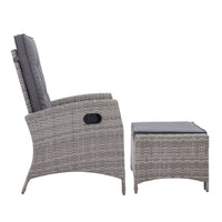 Set of 2 Sun lounge Recliner Chair Wicker Lounger Sofa Day Bed Outdoor Chairs Patio Furniture Garden Cushion Ottoman Gardeon Outdoor Kings Warehouse 