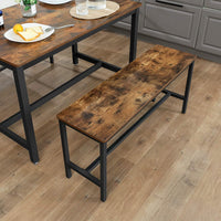 Set of 2 Table Benches Industrial Style Durable Metal Frame 108 x 32.5 x 50 cm Rustic Brown Kings Warehouse 