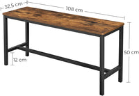 Set of 2 Table Benches Industrial Style Durable Metal Frame 108 x 32.5 x 50 cm Rustic Brown Kings Warehouse 