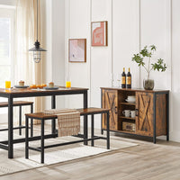 Set of 2 Table Benches Industrial Style Durable Metal Frame 108 x 32.5 x 50 cm Rustic Brown Kings Warehouse 