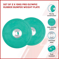 Set of 2 x 10KG PRO Olympic Rubber Bumper Weight Plate Sports & Fitness > Fitness Accessories Kings Warehouse 