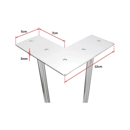 Set of 4 Chrome Retro Hairpin Table Legs 12mm Steel Bench Desk - 71cm Kings Warehouse 