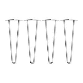 Set of 4 Chrome Retro Hairpin Table Legs 12mm Steel Bench Desk - 71cm Kings Warehouse 