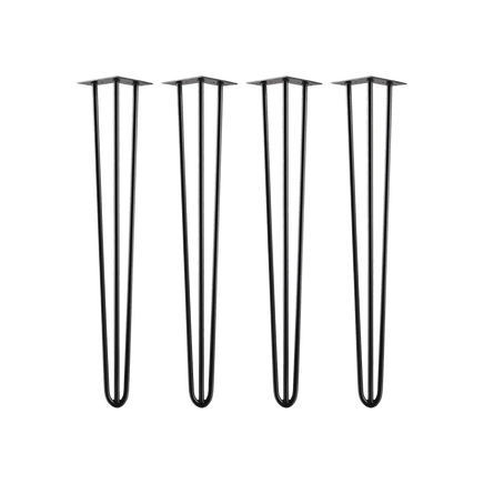 Set of 4 Industrial 3-Rod Retro Hairpin Table Legs 12mm Steel Bench Desk - 71cm Black dining Kings Warehouse 