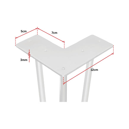 Set of 4 Industrial 3-Rod Retro Table Legs 12mm Steel Bench Desk - 41cm White dining Kings Warehouse 