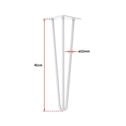 Set of 4 Industrial 3-Rod Retro Table Legs 12mm Steel Bench Desk - 41cm White dining Kings Warehouse 