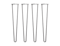 Set of 4 Industrial Retro Hairpin Table Legs 12mm Steel Bench Desk - 71cm Black