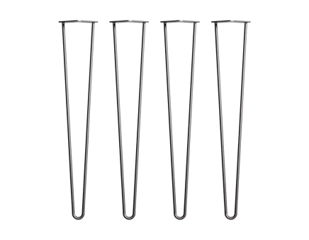 Set of 4 Industrial Retro Hairpin Table Legs 12mm Steel Bench Desk - 71cm Black Kings Warehouse 