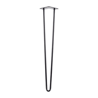 Set of 4 Industrial Retro Hairpin Table Legs 12mm Steel Bench Desk - 71cm Black Kings Warehouse 
